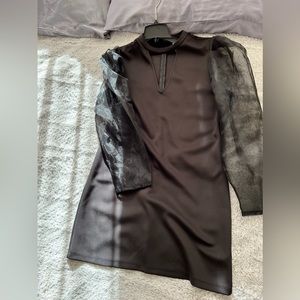 Black puff sleeve dress